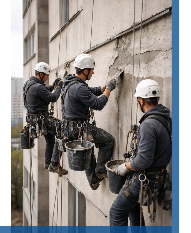 Ремонт бетонных элементов фасада в Пятигорске от 2568 р. | ВЫСОТНИК-Птг