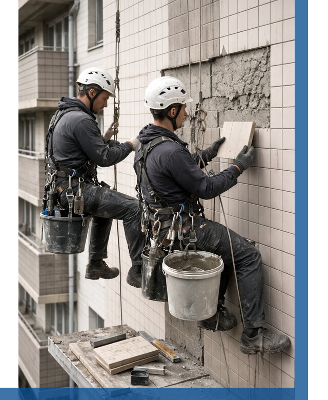 Ремонт облицовки фасада плиткой в Пятигорске от 1849 р. | ВЫСОТНИК-Птг