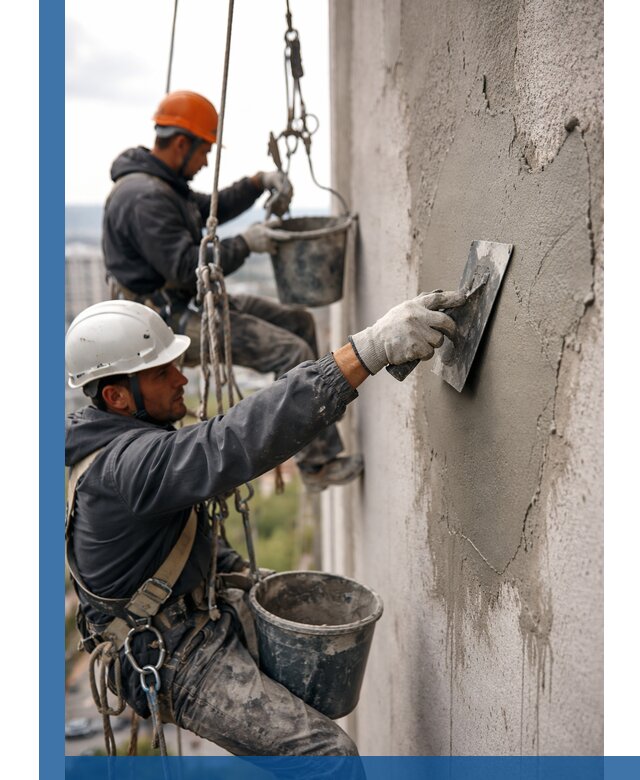 Штукатурка фасада на высоте в Пятигорске профессиональные работы