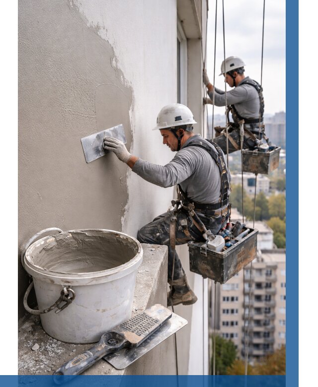 Шпаклевка фасада на высоте в Пятигорске от 719 р. | ВЫСОТНИК-Птг