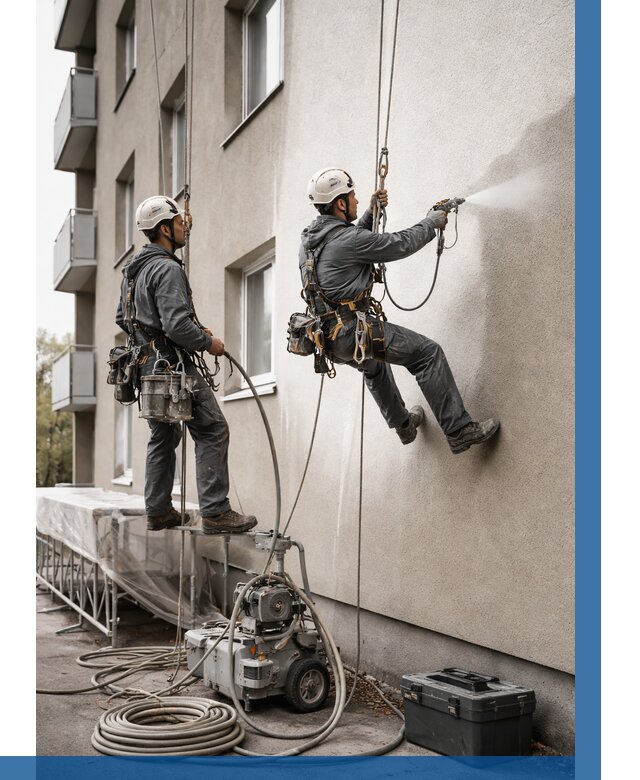 Безвоздушная покраска фасада в Пятигорске от 226 р/м² | ВЫСОТНИК-Птг