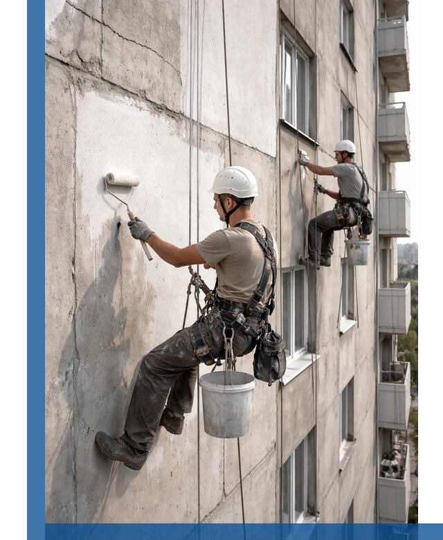 Покраска бетонного фасада в Пятигорске для жилых и промышленных объектов