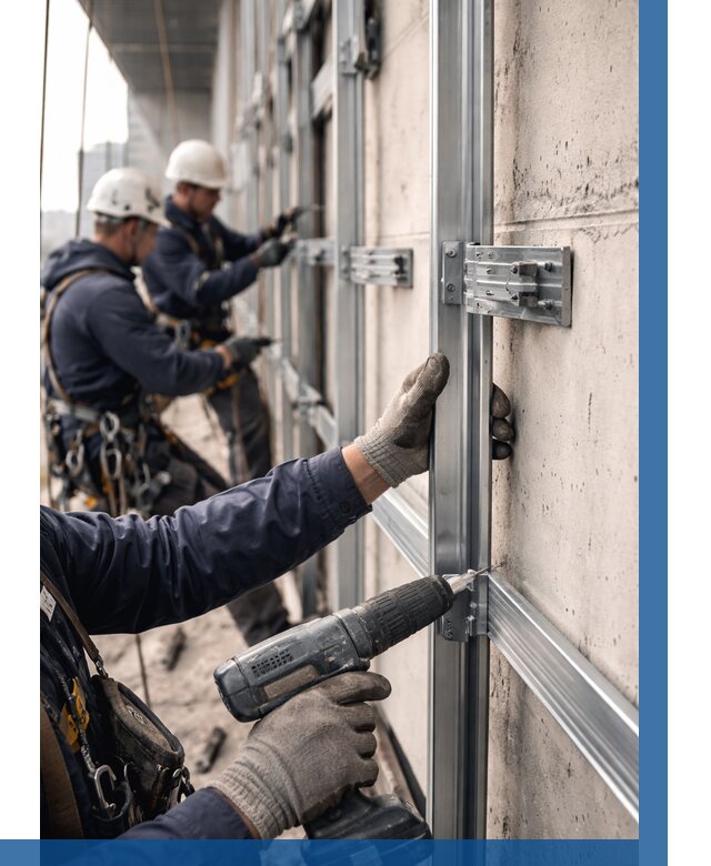 Монтаж подсистемы вентфасада в Пятигорске от 873 р. | ВЫСОТНИК-Птг