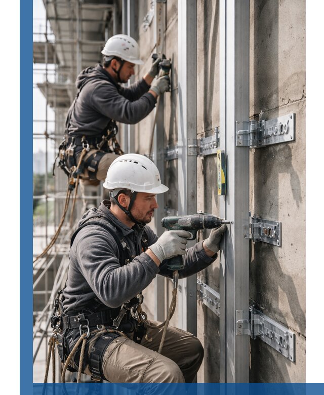 Монтаж и крепление подсистемы вентфасада в Пятигорске