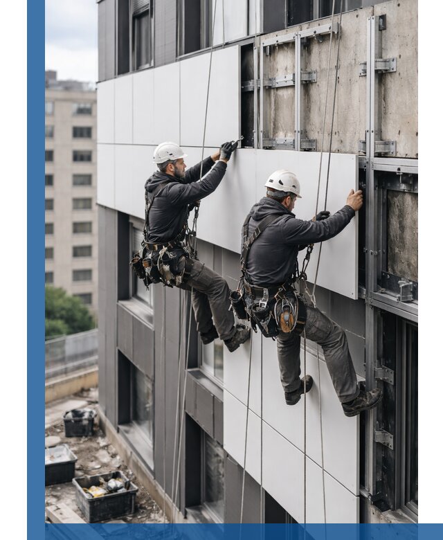 Монтаж композитных панелей фасада в Пятигорске под ключ