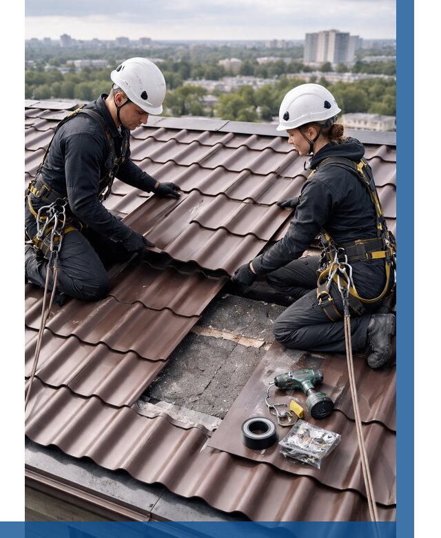 Ремонт металлочерепицы на крыше в Пятигорске от 925 р. | ВЫСОТНИК-Птг