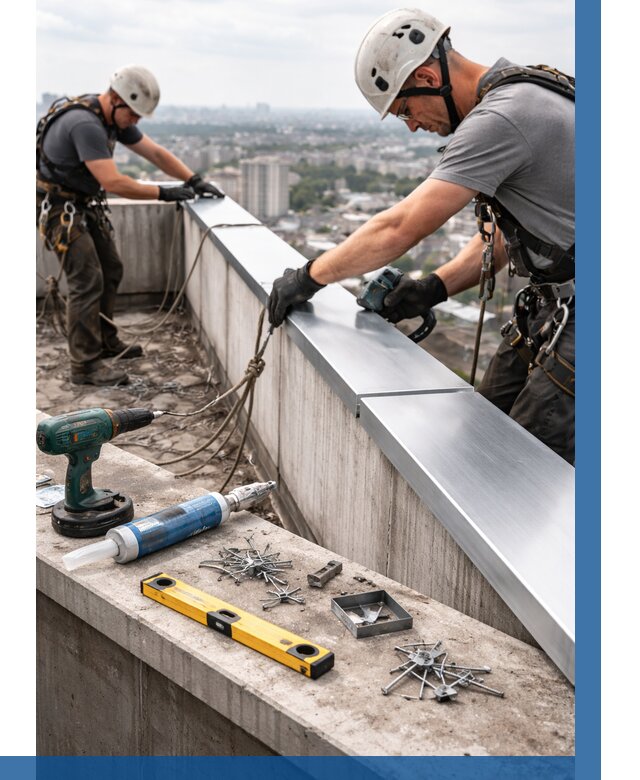 Монтаж парапетных крышек в Пятигорске от 822 р. | ВЫСОТНИК-Птг