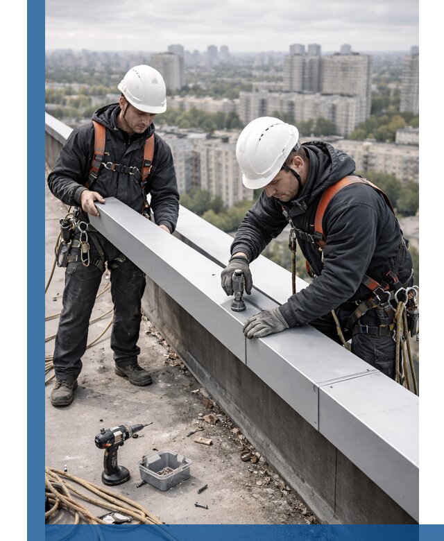 Монтаж парапетных крышек и ограждений кровли в Пятигорске