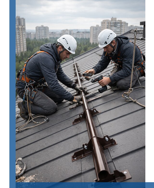 Монтаж снегозадержателей на кровле зданий в Пятигорске под ключ