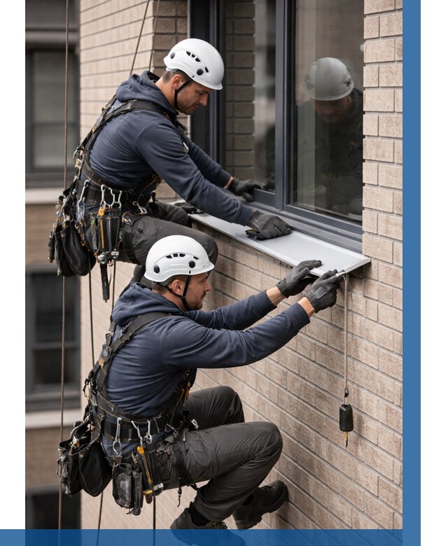 Монтаж оконных отливов под ключ в Пятигорске от 3596 р. | ВЫСОТНИК-Птг