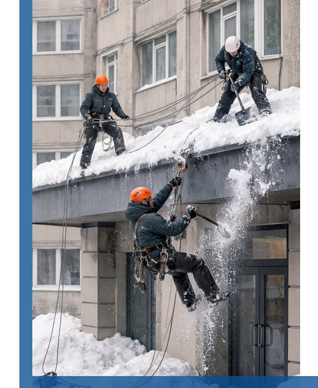 Безопасная очистка навесов от снега в Пятигорске круглогодично