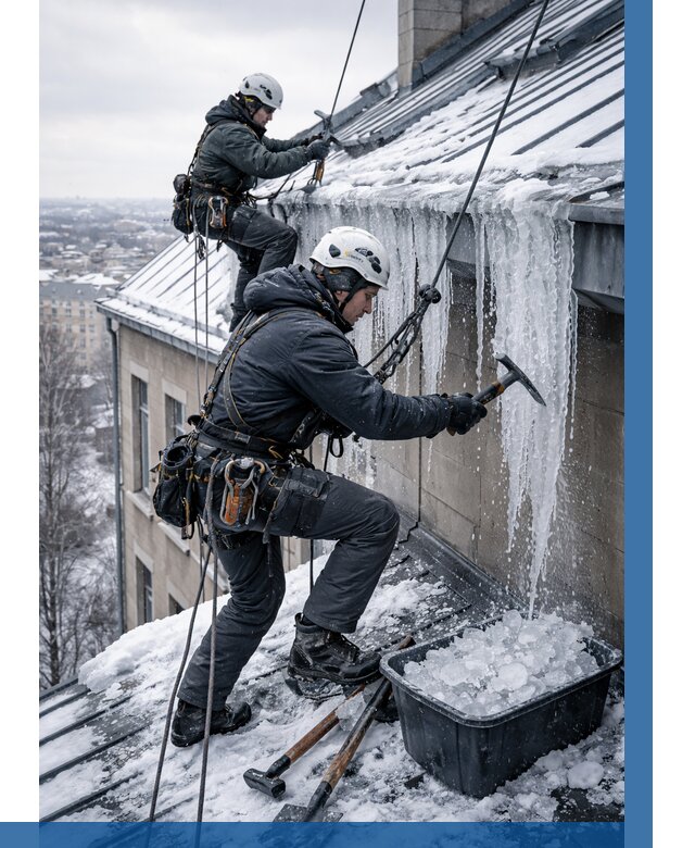 Удаление наледи с кровли в Пятигорске от 5650 р. | ВЫСОТНИК-Птг