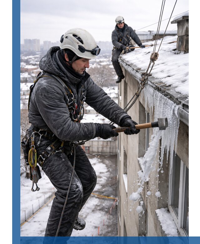 Сбивание и удаление сосулек с крыши в Пятигорске безопасно