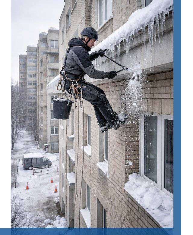 Удаление наледи с карнизов в Пятигорске от 360 р. | ВЫСОТНИК-Птг