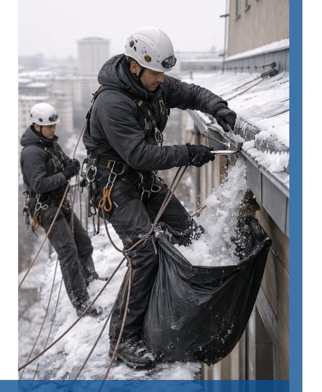 Аварийная очистка крыши в Пятигорске под ключ от 308 р. | ВЫСОТНИК-Птг