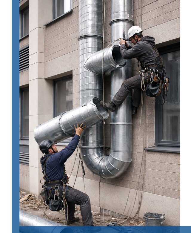 Монтаж фасадных воздуховодов в Пятигорске с герметизацией и крепежом