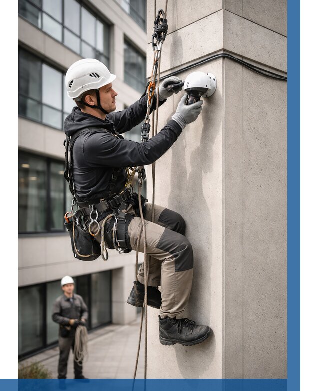 Монтаж камер видеонаблюдения на фасаде в Пятигорске от 8732 р.-ВЫСОТНИК-Птг