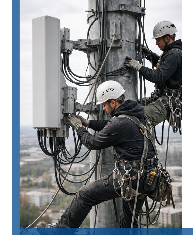 Монтаж оборудования связи на мачте в Пятигорске с пусконаладкой