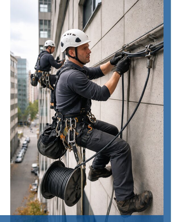 Прокладка кабеля по фасаду в Пятигорске от 360 р. | ВЫСОТНИК-Птг