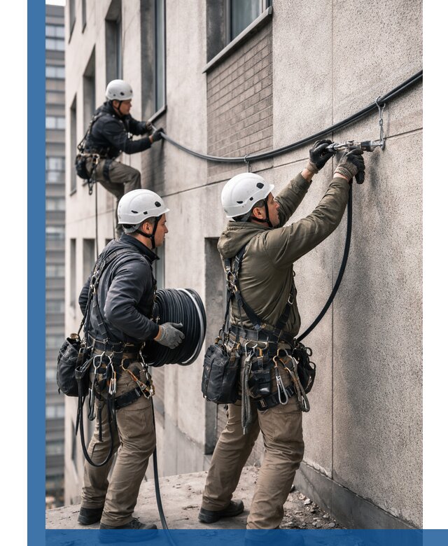 Прокладка кабеля по фасаду в Пятигорске, профессиональный монтаж