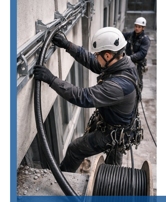 Протяжка кабеля питания на высоте в Пятигорске с гарантией безопасности и качества