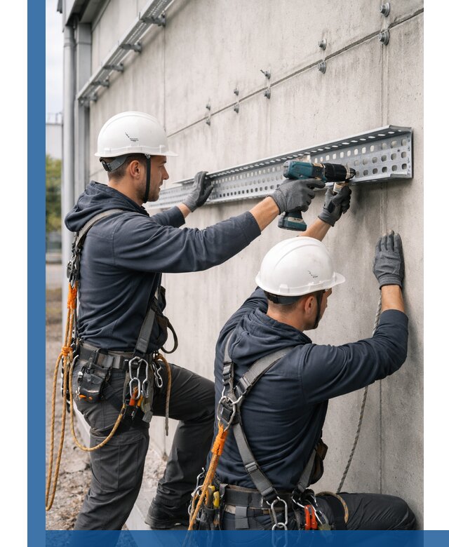 Монтаж кабельных лотков на фасаде зданий в Пятигорске с гарантией