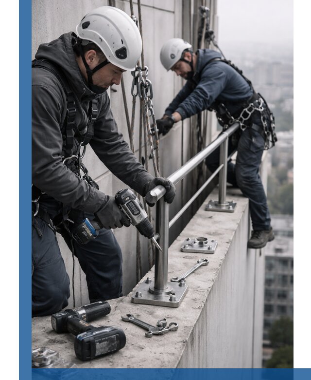 Монтаж перил на высоте в Пятигорске для жилых и промобъектов