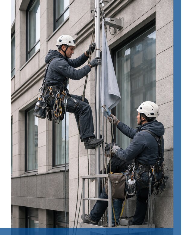 Установка флагов на фасаде в Пятигорске от 4623 р. | ВЫСОТНИК-Птг