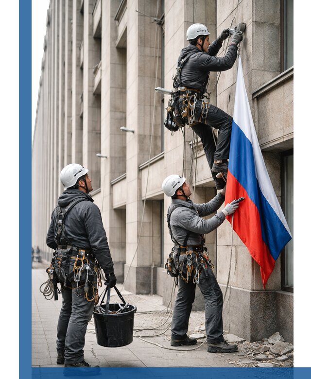 Профессиональная установка флагов на фасаде в Пятигорске