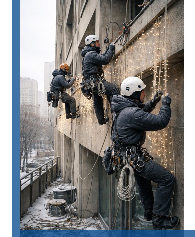 Монтаж новогодней иллюминации и украшение фасадов в Пятигорске