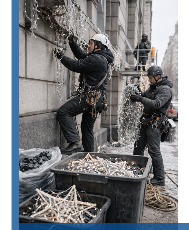 Демонтаж новогоднего оформления и гирлянд в Пятигорске