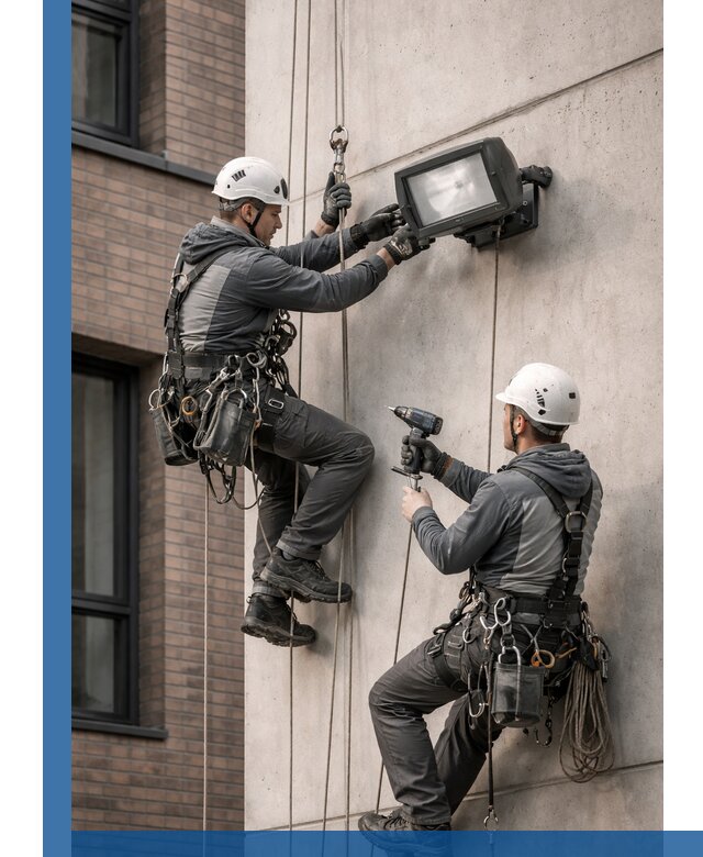 Профессиональный монтаж фасадных прожекторов в Пятигорске под ключ