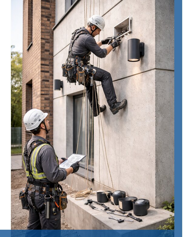 Монтаж фасадного освещения в Пятигорске от 2568 р. | ВЫСОТНИК-Птг