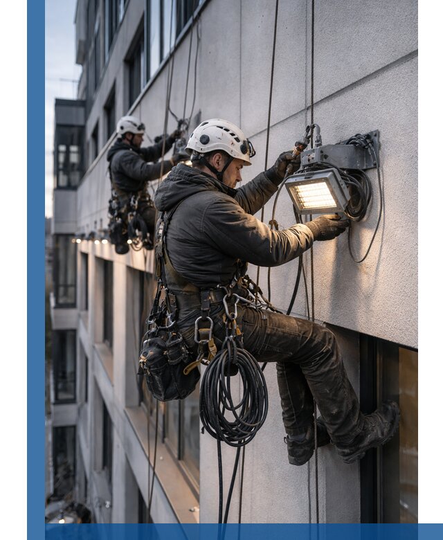 Монтаж фасадного освещения в Пятигорске установка и подключение