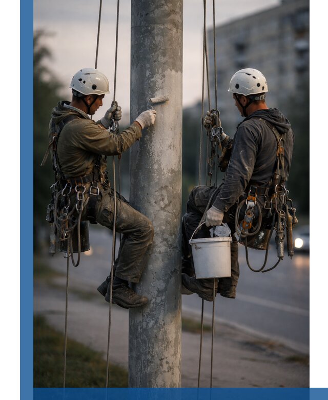 Покраска опор освещения и антикоррозийная защита в Пятигорске
