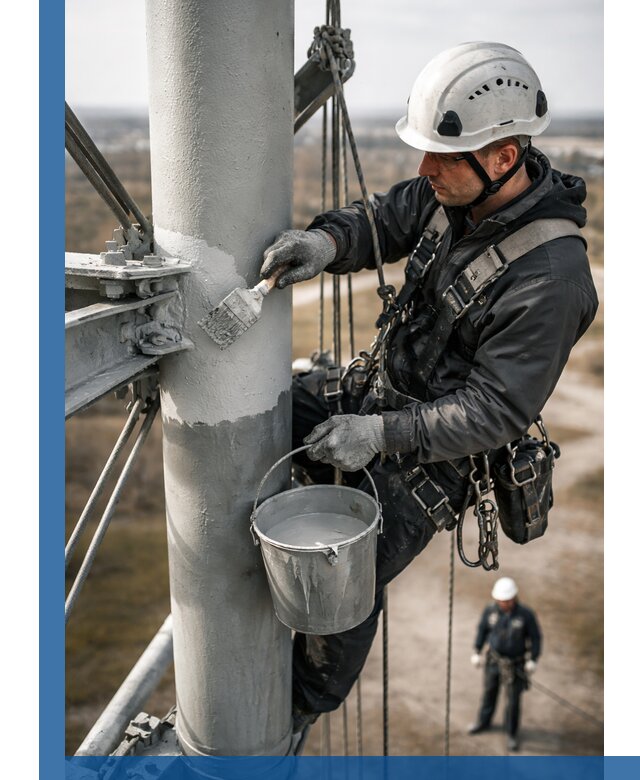 Покраска мачт связи в Пятигорске промышленными альпинистами