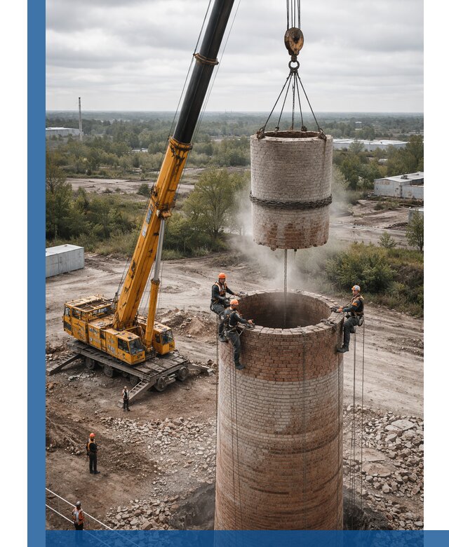 Демонтаж дымовой трубы в Пятигорске с гарантиями безопасности