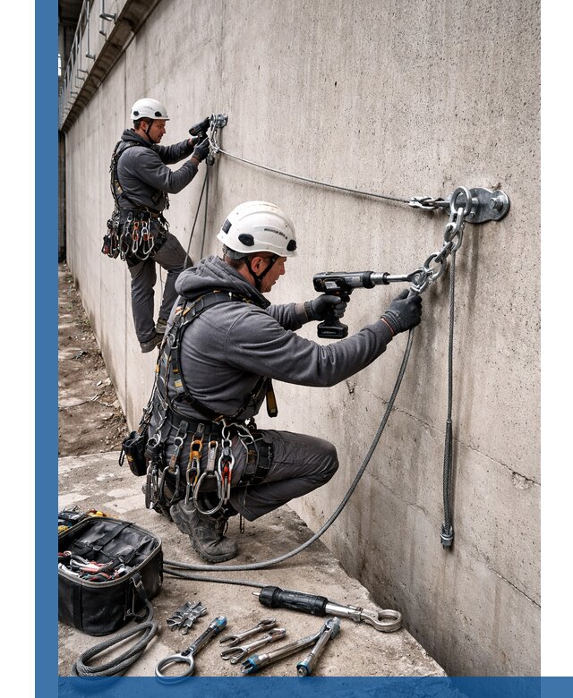 Монтаж анкерных линий высотной безопасности в Пятигорске